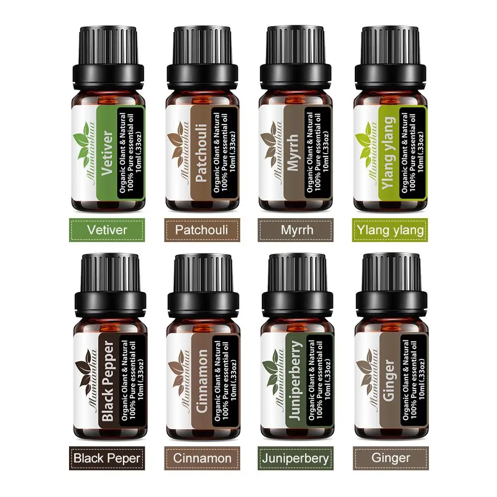 

8Pcs 10ml Gift Box Set Essential Oils 100% Pure Therapeutic Grade Lavender Peppermint Natural Plant Aromatherapy Rose
