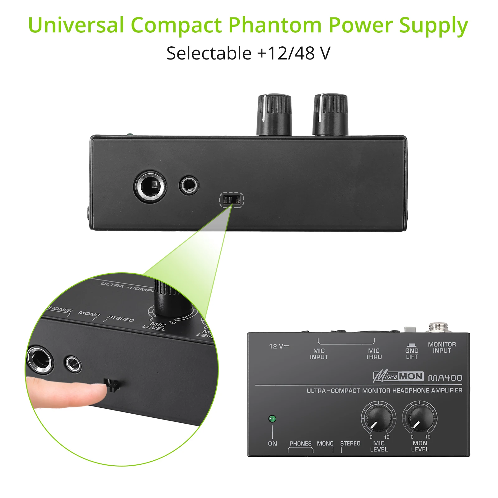 Prozor MA400 ультра-компактный усилитель для наушников микрофона XLR аудиосигнала до 6 35