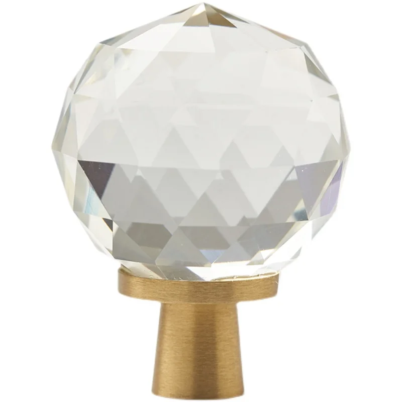 

Crystal ball European Brass Handle light luxury modern simple drawer cabinet wardrobe door single hole pure copper handle