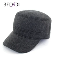 bfdadi adult hats for men spring and autumn ffashion cotton military hat adjustable leisure flat roof truck cap bucket hat