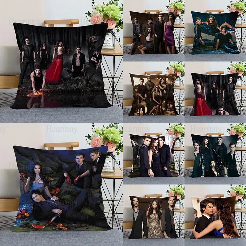 New The Vampire Diaries TV Pillow Cover Bedroom Home Office Decorative Pillowcase Square Zipper Pillow Cases Satin Soft No Fade