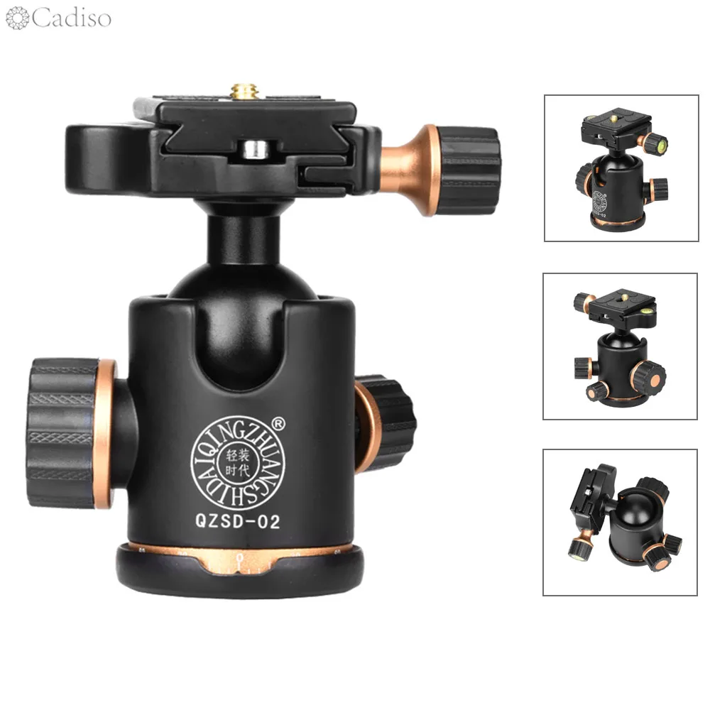 

Cadiso Camera Tripod Ball Head Ballhead with Quick Release Plate 1/4" Screw Load 8kg for Tripod Monopod Slider Horizontal Rod