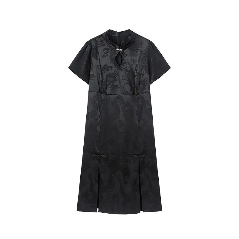 

HOUZHOU Plus Size Dresses Gothic Fairy Grunge Black 5xl Maxi Dress for Women 2021 Elegant Vintage Cheongsam Harajuku Summer