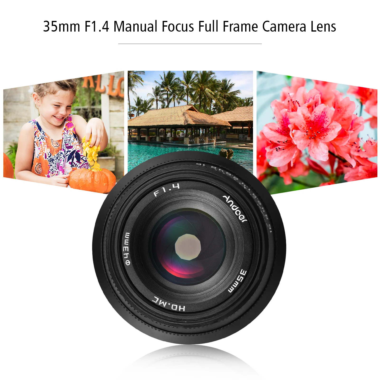 Объектив для камеры Andoer 35 мм F1.4 с ручной фокусировкой полнокадровый объектив
