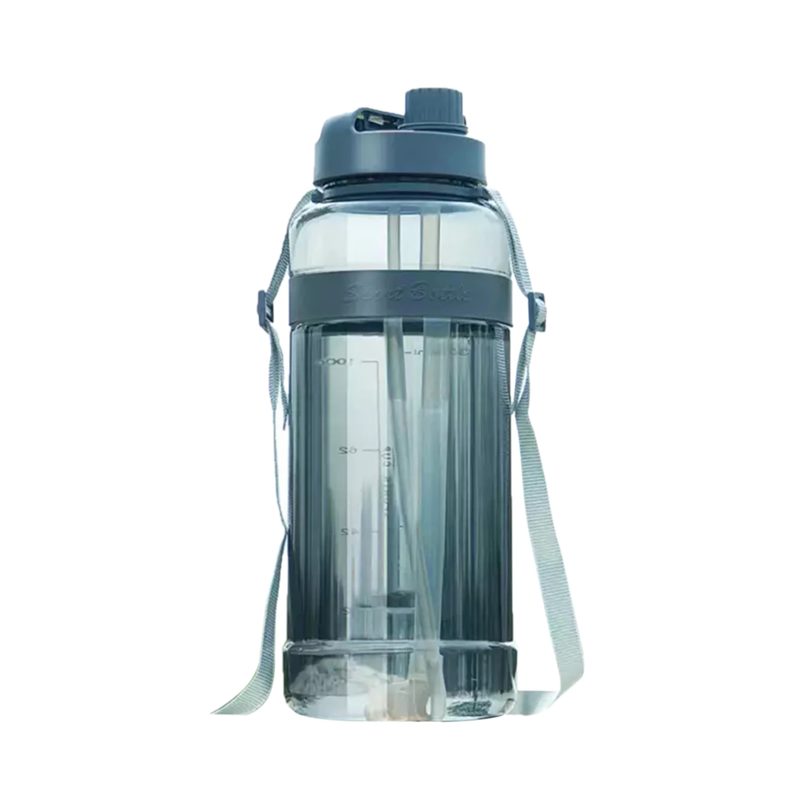 

3L Large Capacity Water Bottle Double Straw Sports Bottle with Adjustable Strap for Outdoor Gym Training Drinking