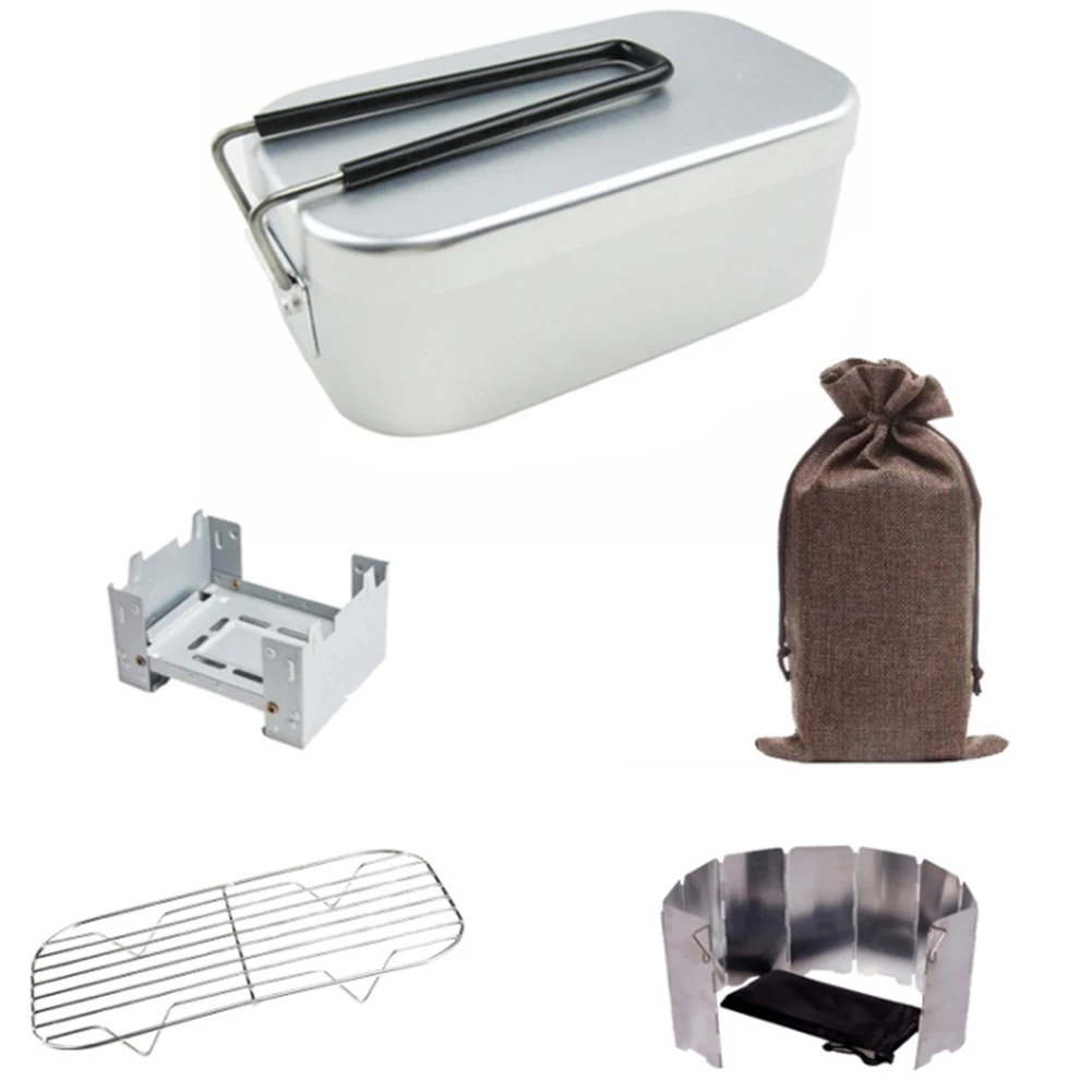 

Mini Folding Stove Lunch Box Steaming Rack Set Camping Lunch Box for Picnic Camping Hiking Fishing Mountaineering