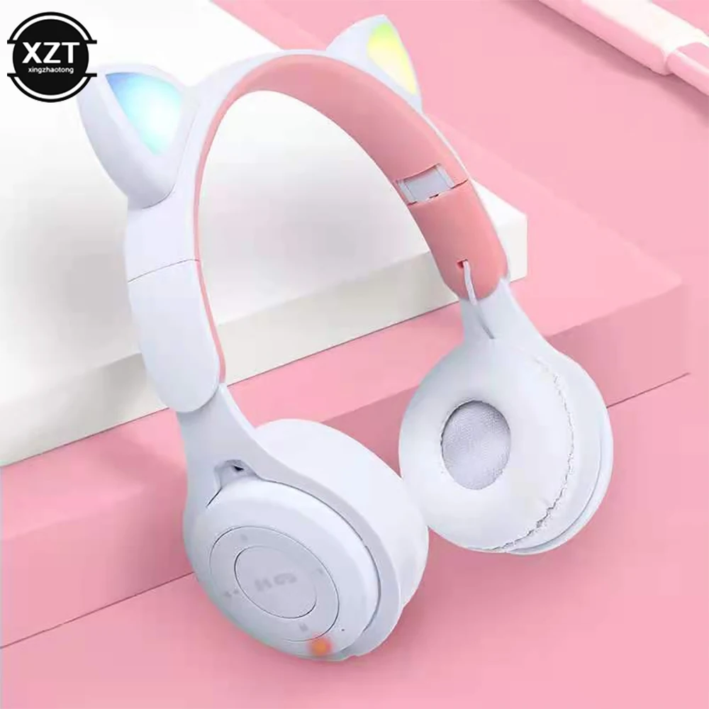 Светящиеся наушники Гарнитура Беспроводная Bluetooth-гарнитура Кошачьи ушки Модная