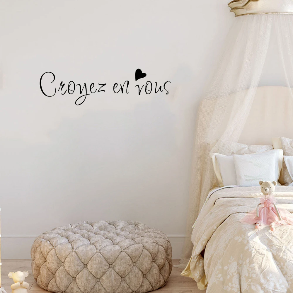 

Croyez En Vous French Quotes Wall Stickers Mural Vinyl Removable Decals For Bedroom Livingroom Decoration Poster DW4922