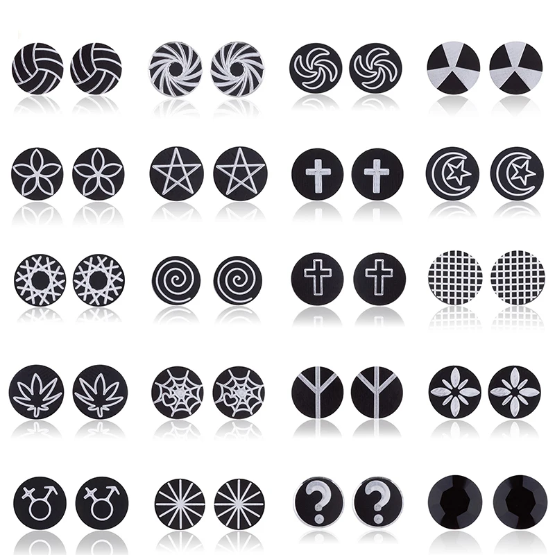 Хип хоп простые геометрические серьги гвоздики для женщин и мужчин черный крест