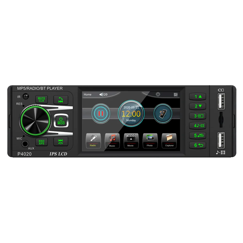 Автомагнитола 1DIN 3 8 Дюйма IPS экран Bluetooth поддержка TF USB FM радио форматов