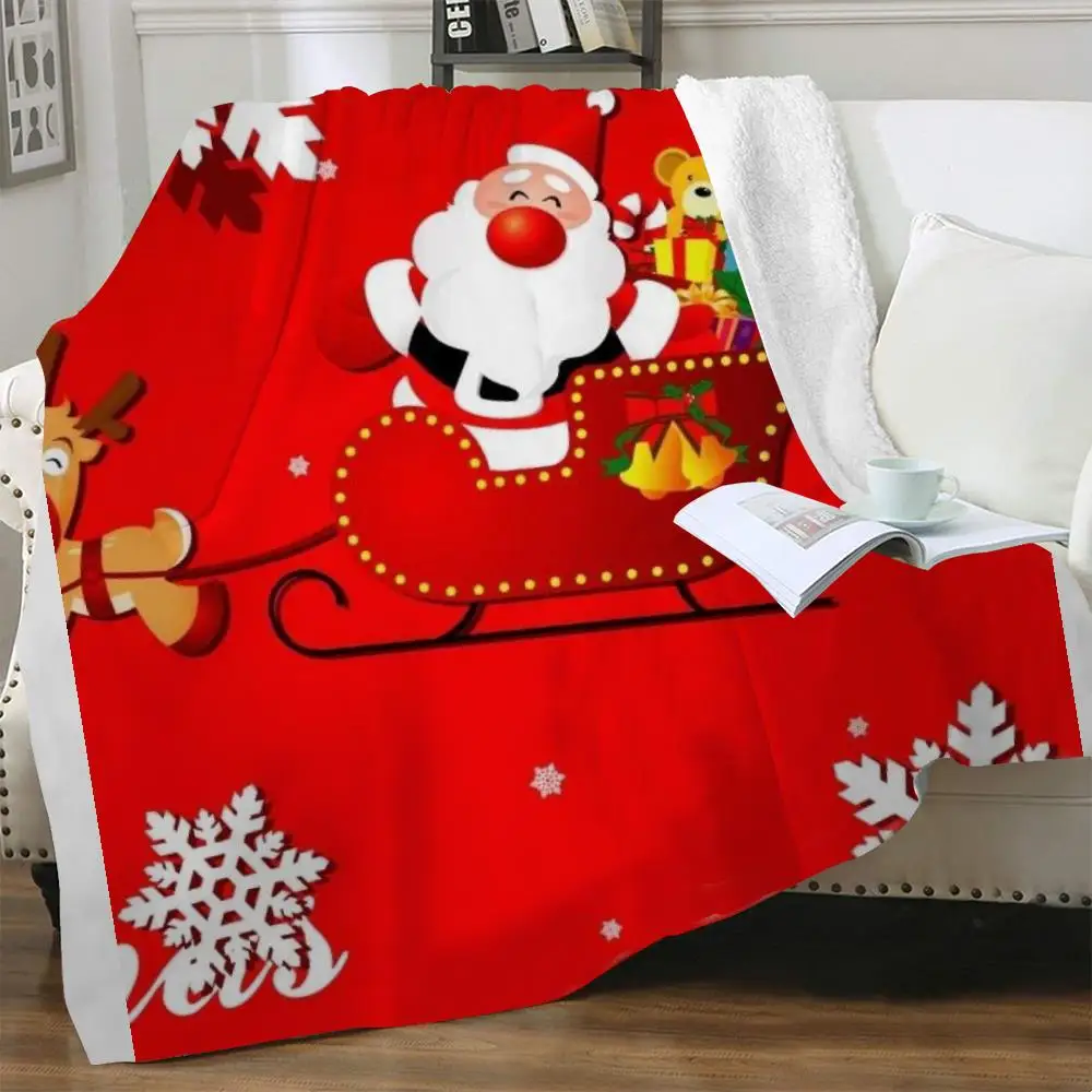 

Новогоднее покрывало NKNK рождественское покрывало, тонкое одеяло в виде Санта-Клауса с красным 3D принтом, шерпа, зимнее одеяло с винтажным ри...