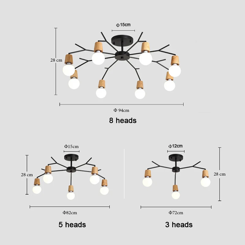 

Art Spider ceiling lights Nordic Vintage Loft wood ceiling lights for living room retro E27 Bulb Light Modern Home Lighting
