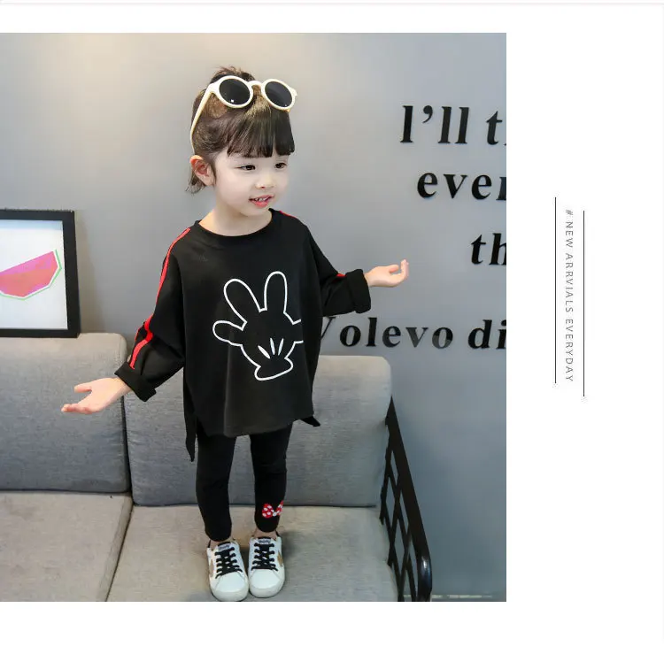 Весенняя детская одежда изысканный комплект с бантом мультяшный Топ длинным