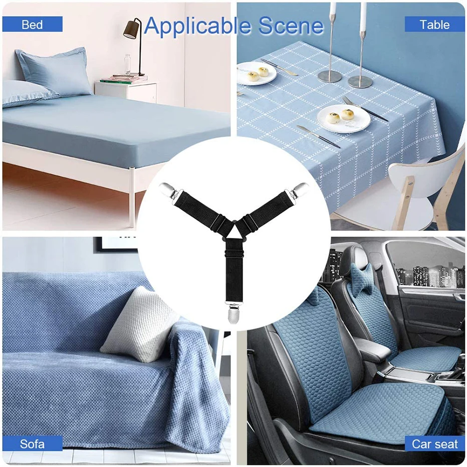 

3 Clips Bed Corner Holder Bed Sheet Fasteners Mattress Cover Clips Heavy Duty Bedding Sheets Elastic Straps Adjustable
