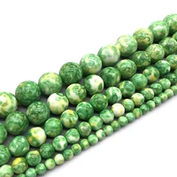 natural green yellow spot rain jaspers stone round loose beads 4 6 8 10 12mm 15 for jewelry bracelet accessories making diy