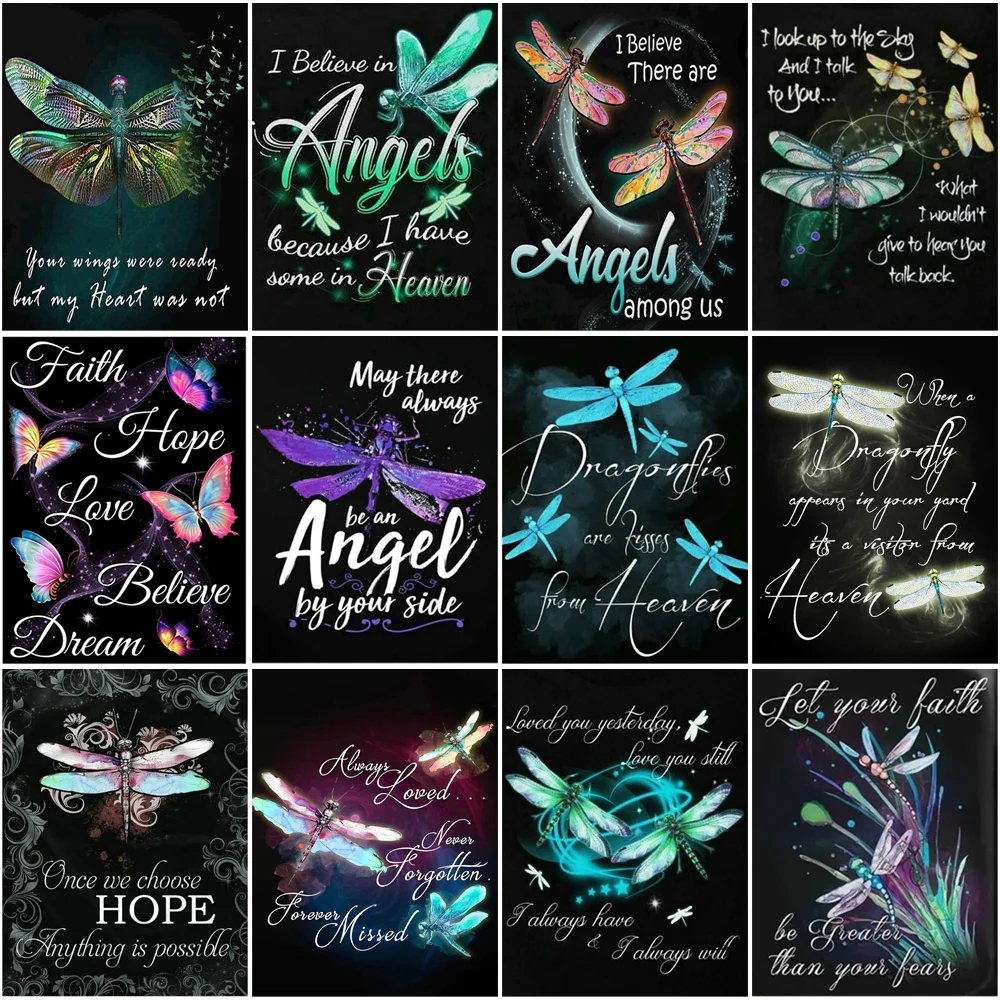 

Animal Home Decor Dragonfly Embroidery Kit Personalized Gift Paintings Diy Diamond Mosaic Puzzles Painting Needle Arts Craft