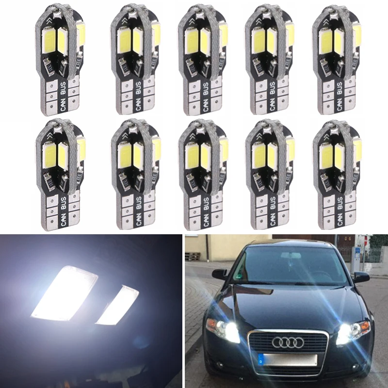 10x T10 W5W 194 168 светодиодные Canbus автомобильные светильник пы для Audi A3 8P 8L 8V A4 B6 B8 B7 B5 A6 C5