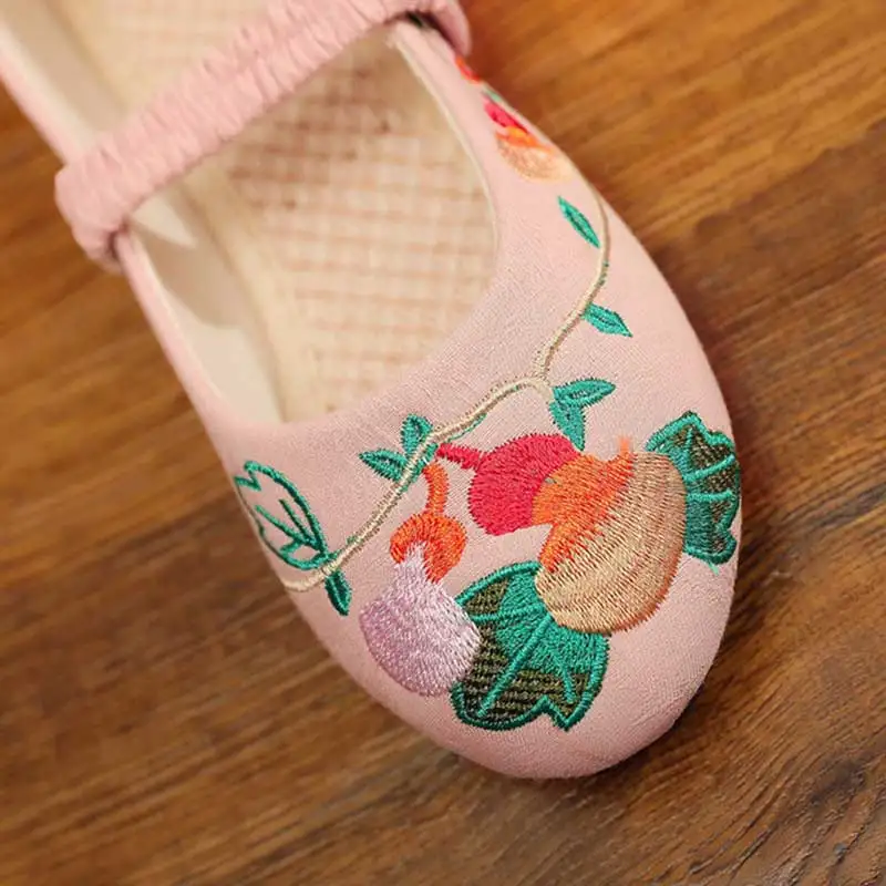 Детские балетки с вышивкой Veowalk мягкие удобные из хлопчатобумажной ткани для