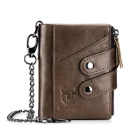3 fold rfid blocking vintage genuine leather wallets men wallet zipper coin purse vertical business credit card id holder