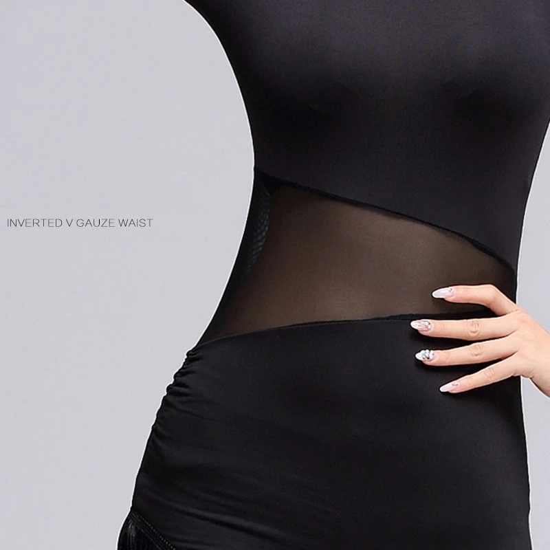 Женская юбка для латиноамериканских танцев черная танго ча Румба танцевальная