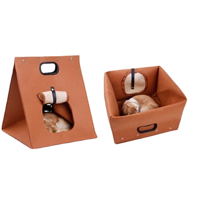 

Фетровое переносное гнездо для кошек с дышащей сеткой, складная кровать для сна для котят и щенков, моющаяся подстилка, домик для домашних ж...