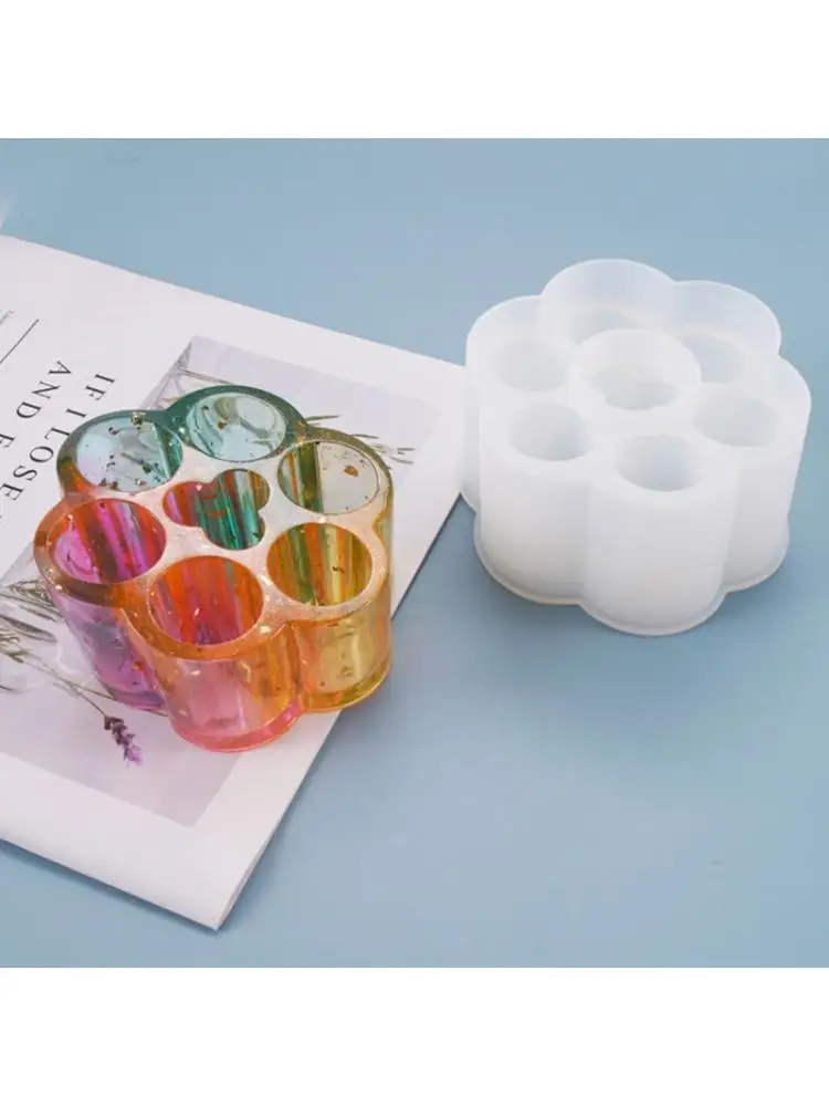 

Полимерная форма, 6 ячеек, Круглая Коробка для хранения губной помады, держатель для чехла, силиконовая форма 83XF