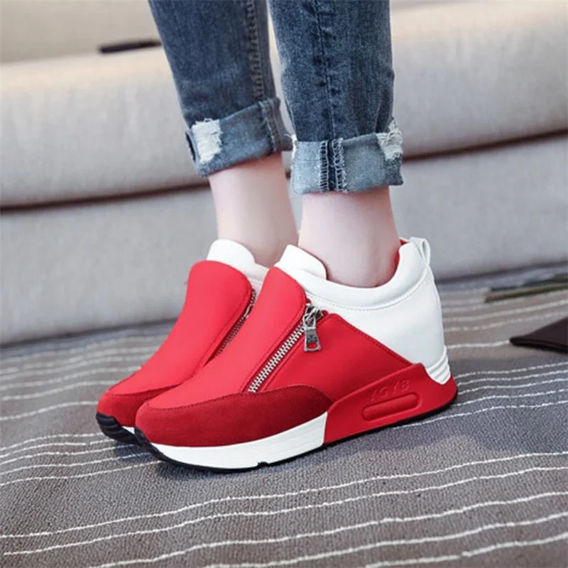 

Ladies Casual Flat Shoes Canvas Shoes Fashion Sneakers Zipper Women Shoes