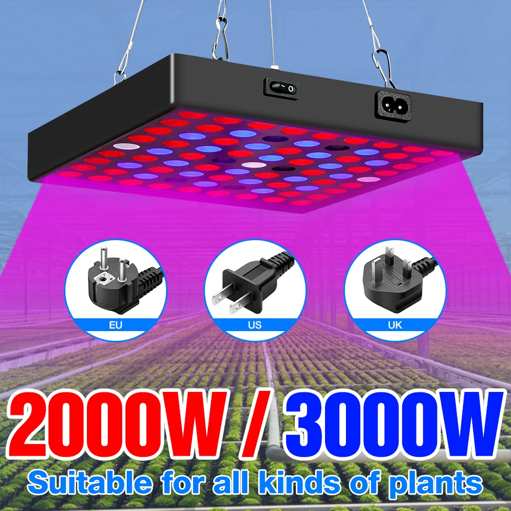 

Greenhouse Plant Grow Light 2000W 3000W Fitolampe 110V Full Spectrum Phyto Lamp LED Quantum Board Seedling Fito Lamps EU Plug