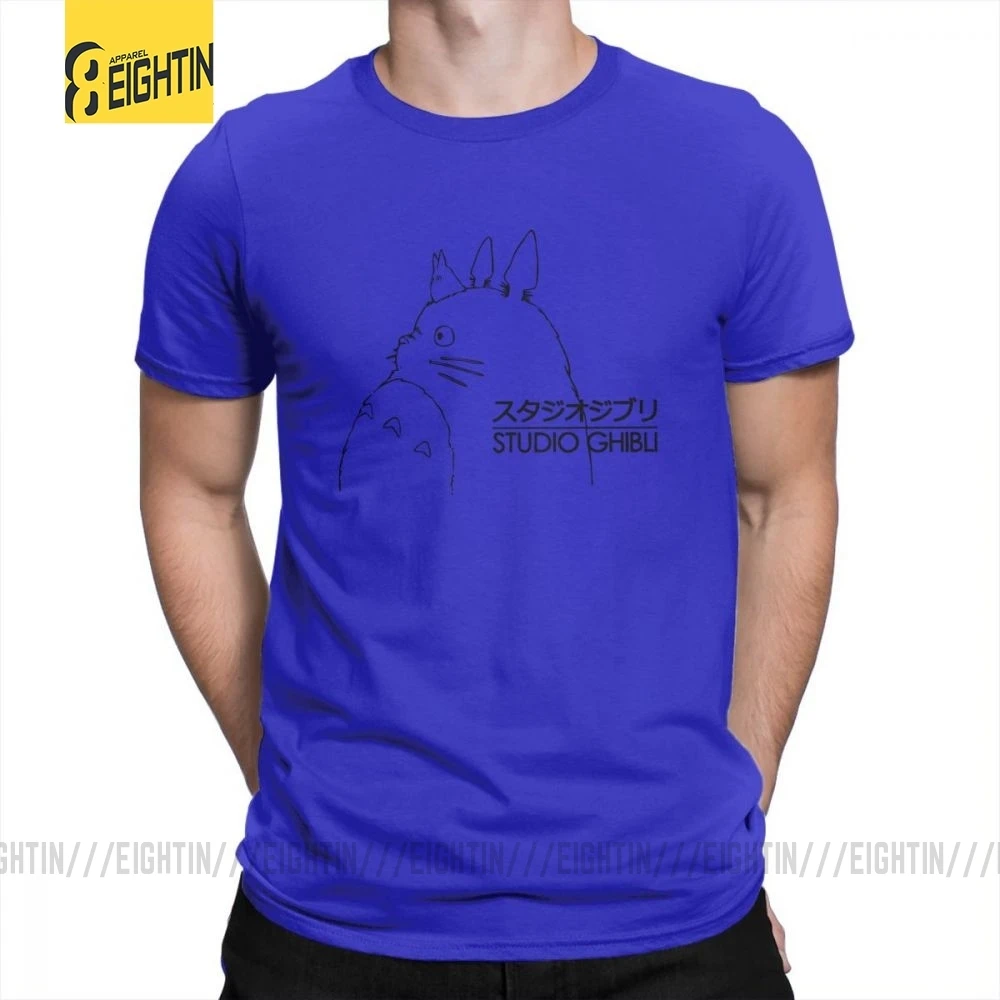 My neighit Totoro Studio Ghibli TotoroT-футболки Хаяо Миядзаки, мужские футболки с коротким рукавом, летняя одежда, футболки из чистого хлопка - Цвет: Синий