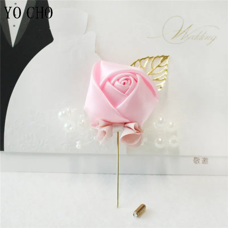 Нежная свадебная бутоньерка YO CHO для мужчин искусственные цветы с золотыми