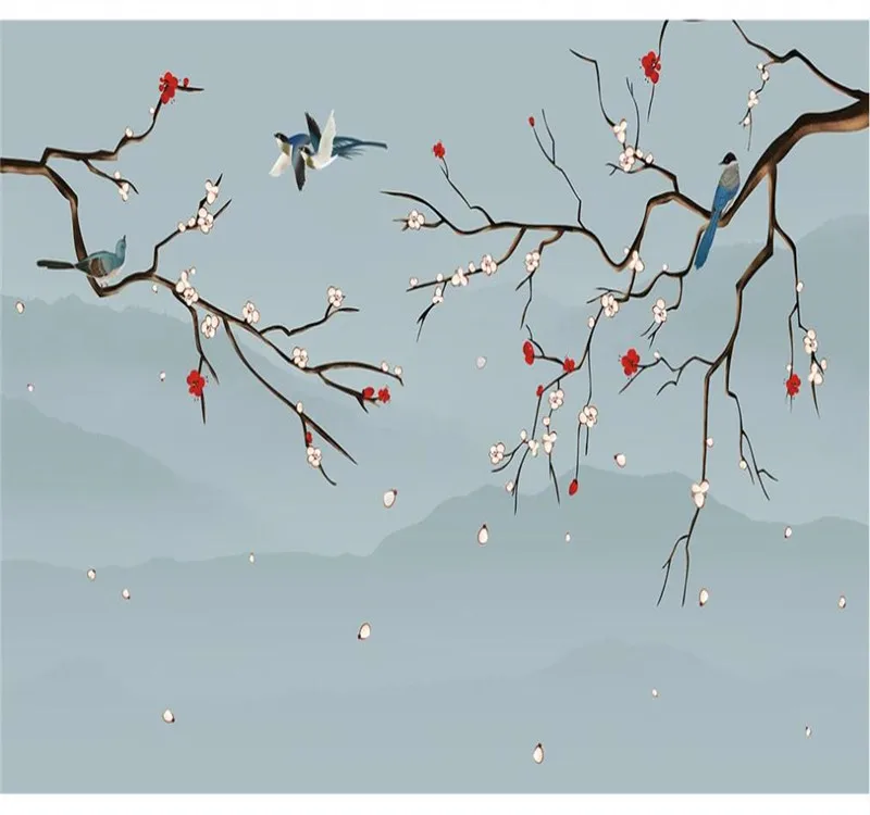 Настенные обои на заказ семейный фон для стены Новый китайский стиль цветы и