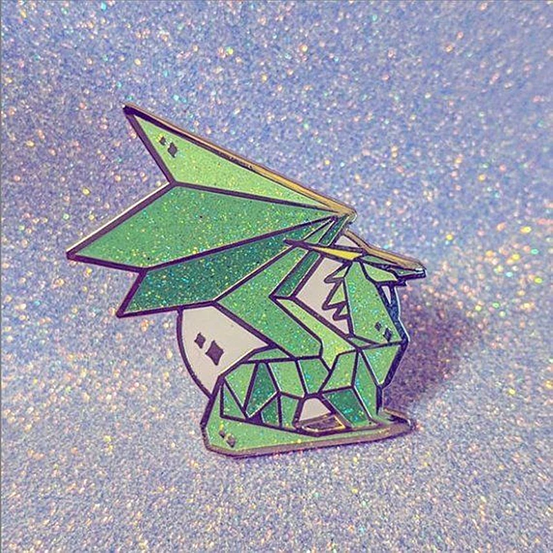 Зеленая брошь с кристаллами в виде дракона Spyro металлические значки эмалью броши