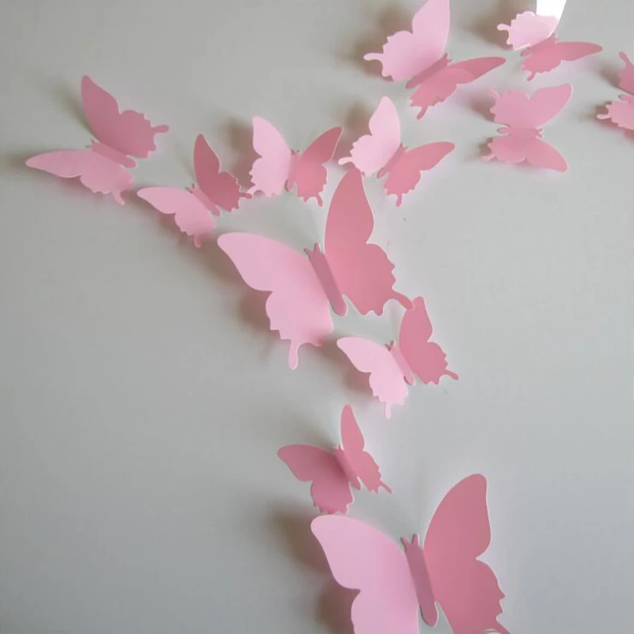 12-Piece Double Layer 3D Butterfly Wall Stickers | Wall Home Decoration | Butterfly Magnet for Refrigerator image 2