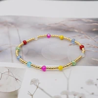 simple bohemian seaside beach style 2mm beaded gold beads gold plated color preserving couple beaded small bracelet