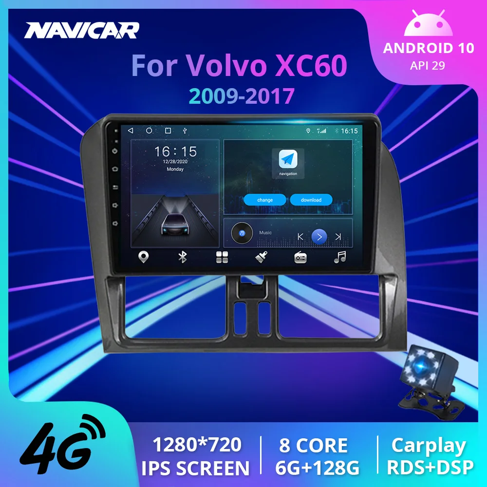 Автомобильный радиоприемник 2DIN Android10 для Volvo XC60 2009 2017 GPS навигация мультимедийный