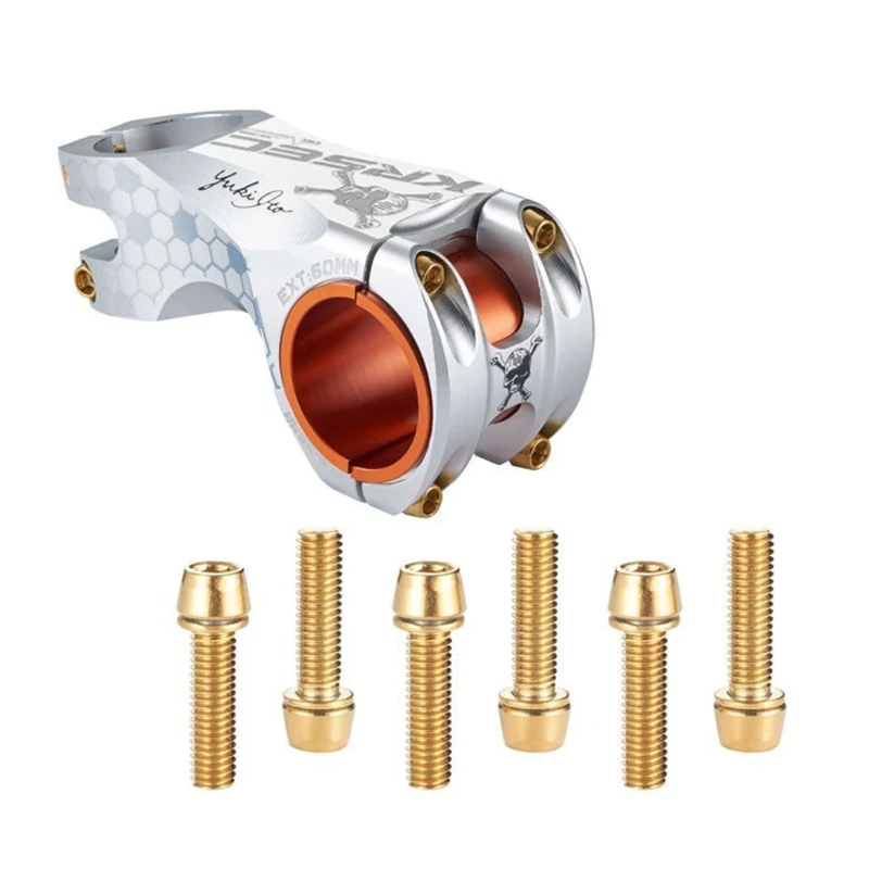 6pcs MTB Road Bike Stem Screws M5/M6 Bicycle Handlebar Titanium Plated Bolts with Washer Cycling Accessories | Спорт и развлечения