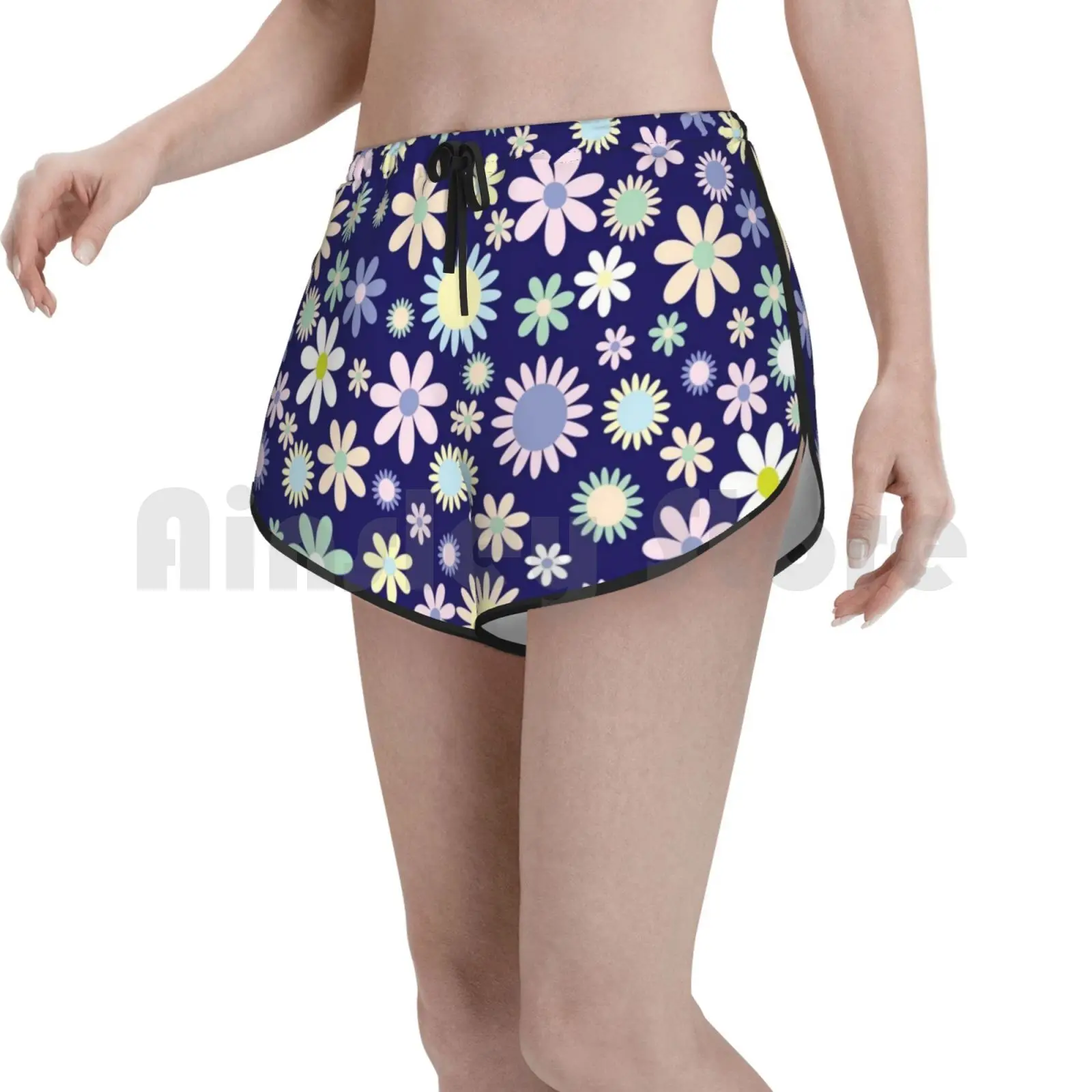 

Flowers Swim Shorts Women Beach Shorts Water Colour Watercolor Dark Floral Roses Romantic Vintage Flowers Colorful