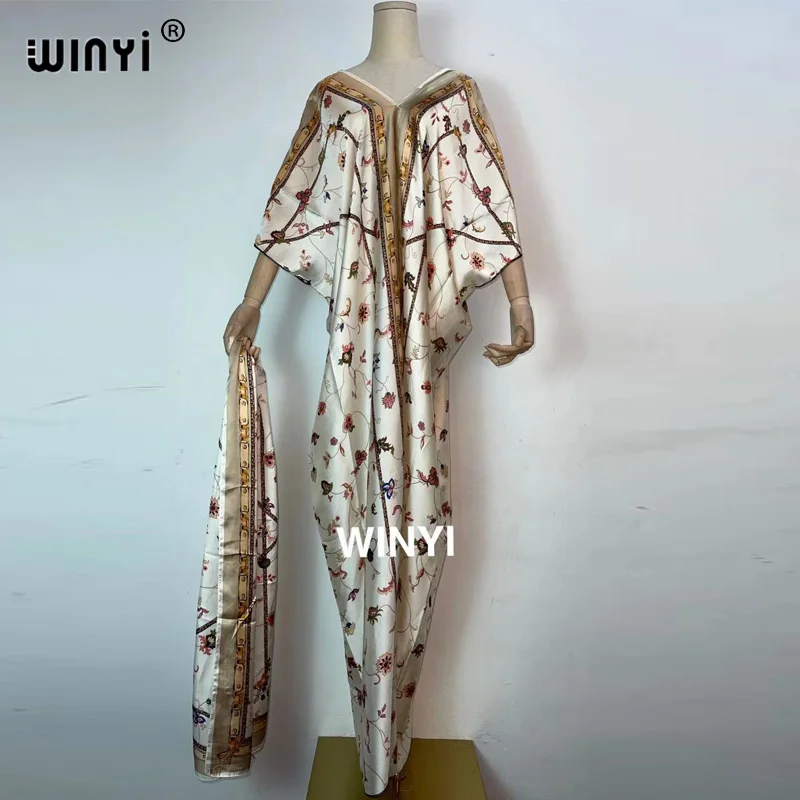 Middle East 2021 dames Boho Maxi Floral Summer long Sleeve robe foulard Holiday Beach Sundress Party evening sexy long Dress