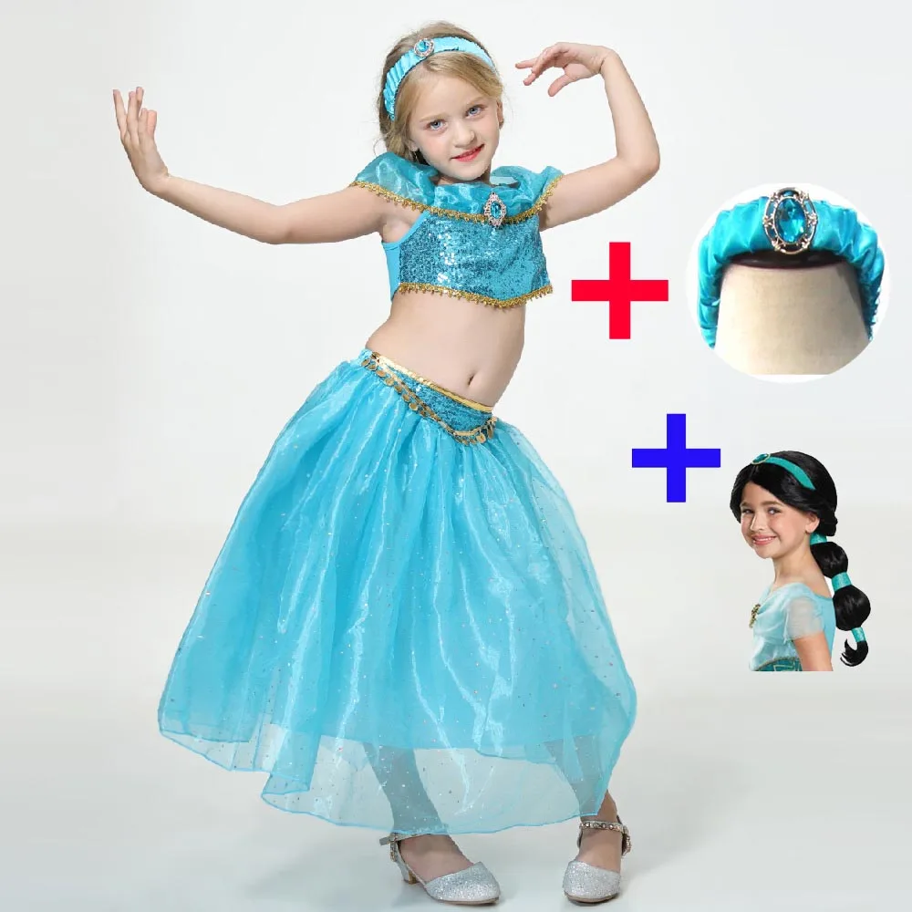 Детские костюмы для косплея аниме Аладдин Принцесса Жасмин комбинезон девочек