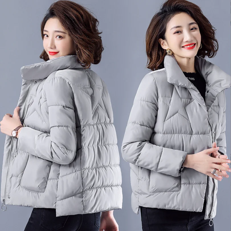

2021 New Women Jacket Loose Outerwear Casaco Slim Coat Elegant Padded Female Cotton Bubble Coat Winter Clothes Women