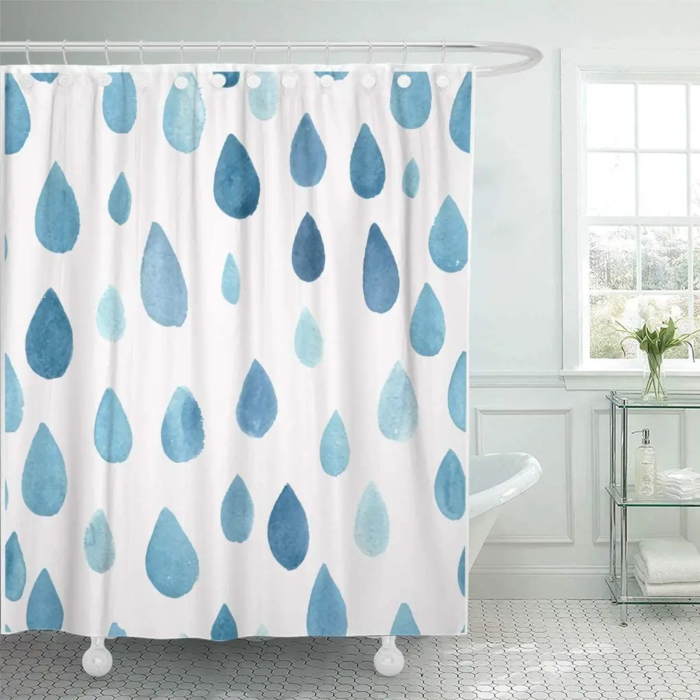 Белый воды милые акварельные с рисунком в виде дождя Синий капли заниженной