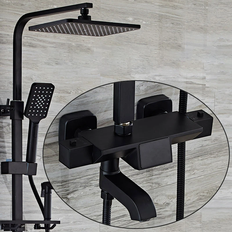 Набор для душа черного и золотого цвета набор с температурой ванная комната Душ