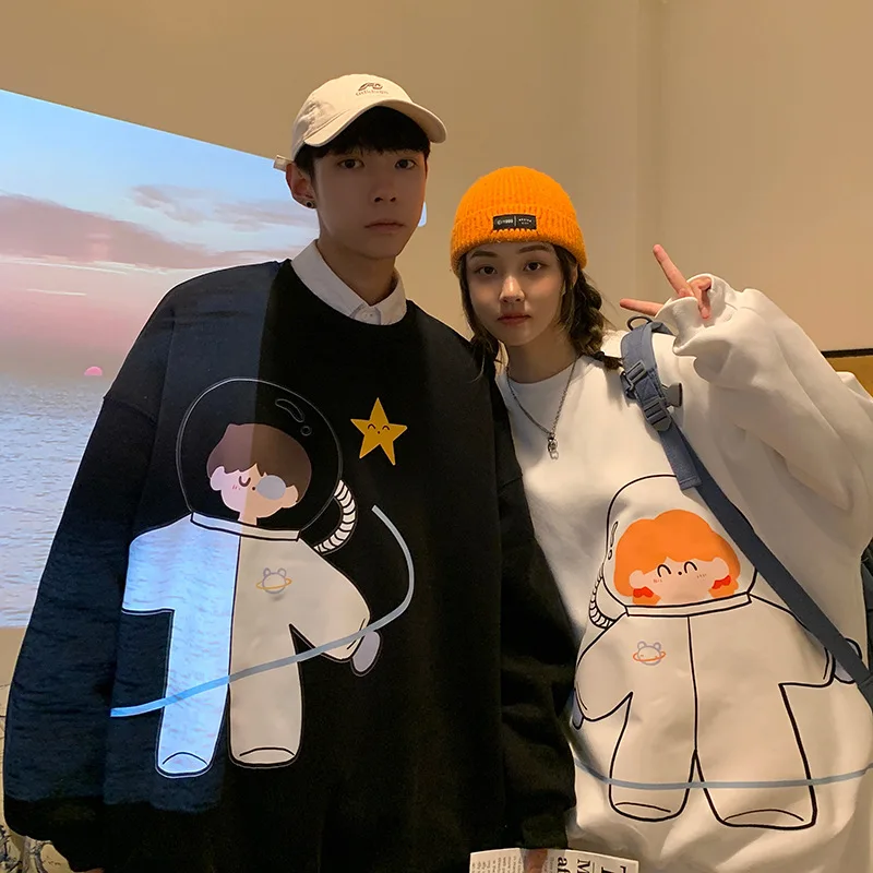 

2021 Sweatshirt Men's Women's Autumn/Winter Casual Cartoon Print Harajuku Student Couple Pullover Trend Harajuku Top Streetwear