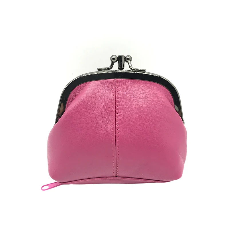 fuschia0545 NICOLE& CO, кошелек для монет из натуральной кожи, Женский кошелек из овечьей кожи, кошелек с металлическим замком, держатель для карт, кошелек на молнии, маленькая сумка - Цвет: fuschia0545