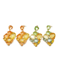 geometric alloy orange mixed color earrings stud pendant personality jewelry for women