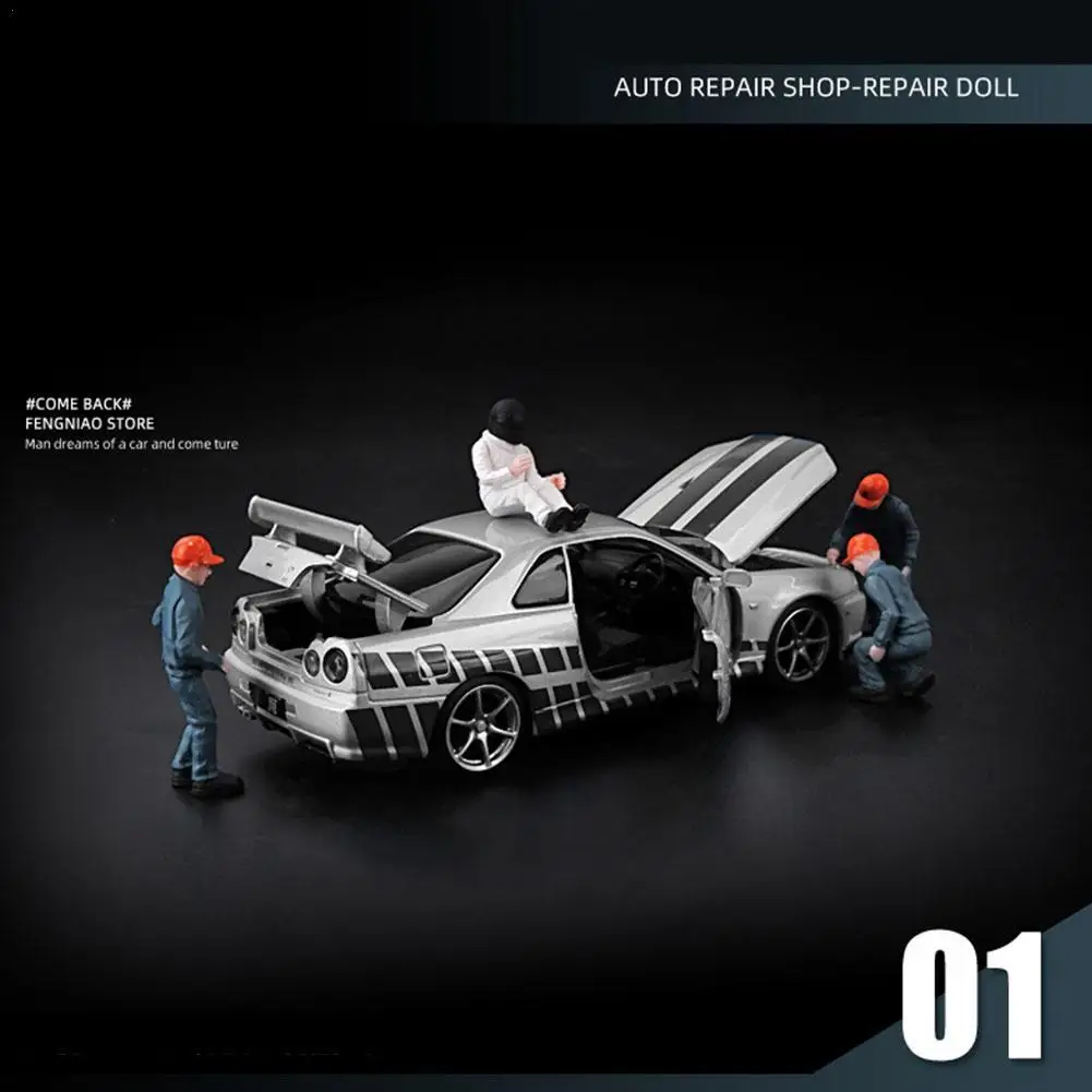 

Simulation 1/32 Miniature Photography Villain Props Sand Table Props Dolls Car Maintenance Workers Figure Children's Toys