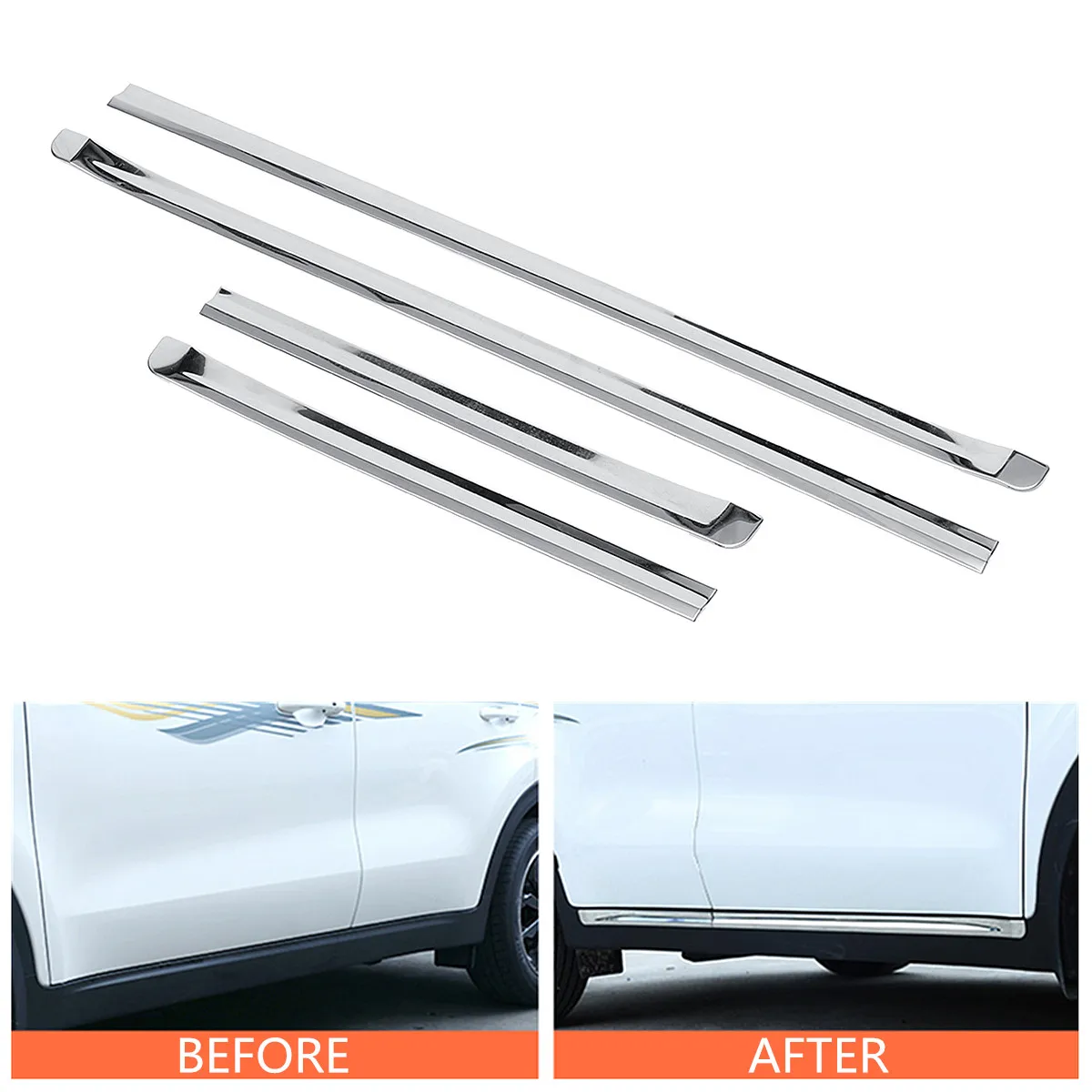 Chrome Door Side Line Garnish Body Molding Cover Trims for Kia Sportage 2017 2018 Chromium Styling Plating Protector Decor | Автомобили и