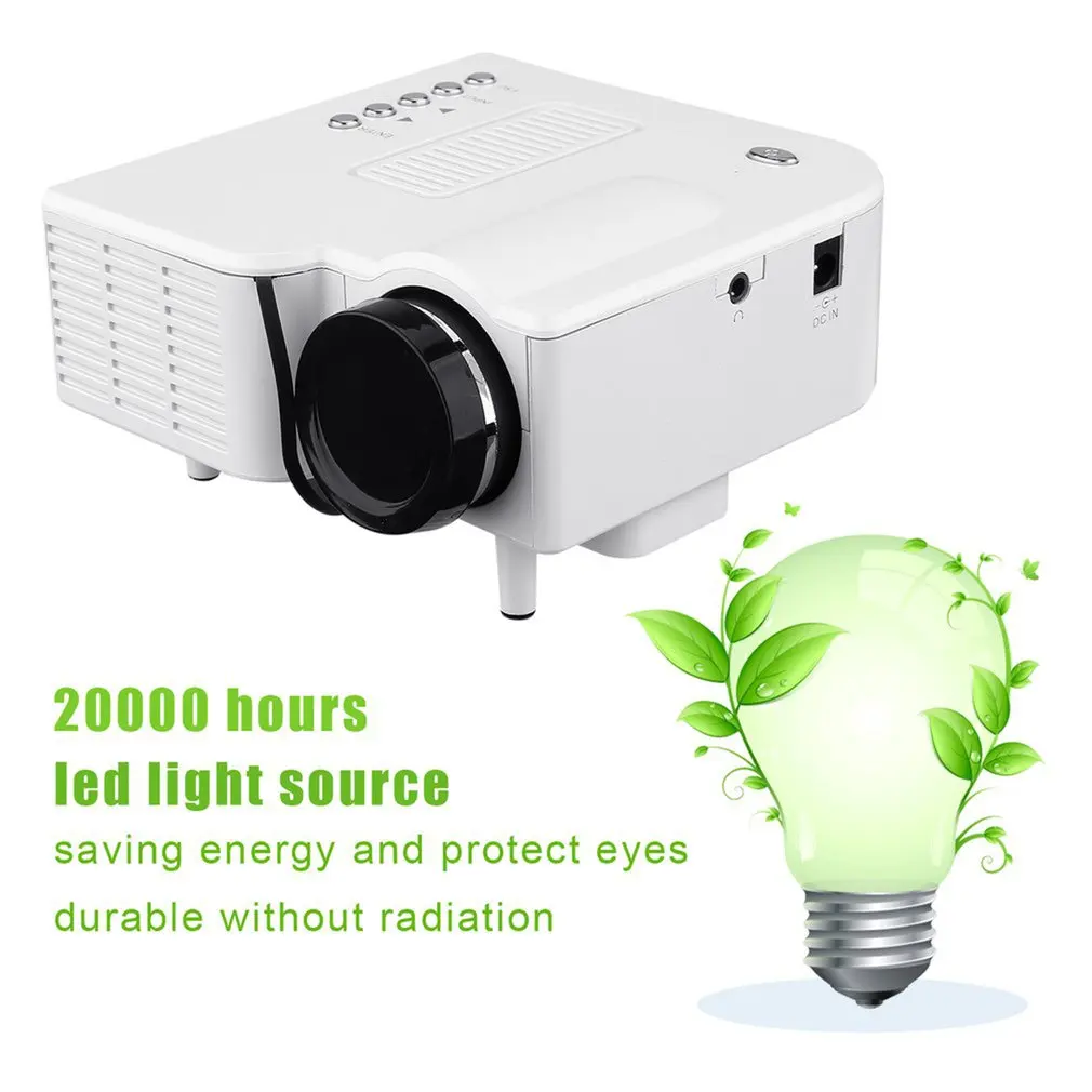 Мини проектор UC28 HD для дома 1080P микропортативный светодиодный с ЖК дисплеем