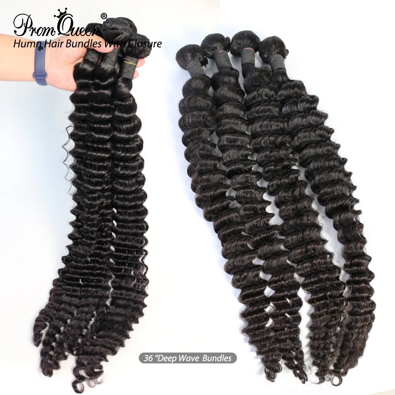Пупряди с глубокой волной Promqueen перуанские человеческие волосы застежкой 3 пряди