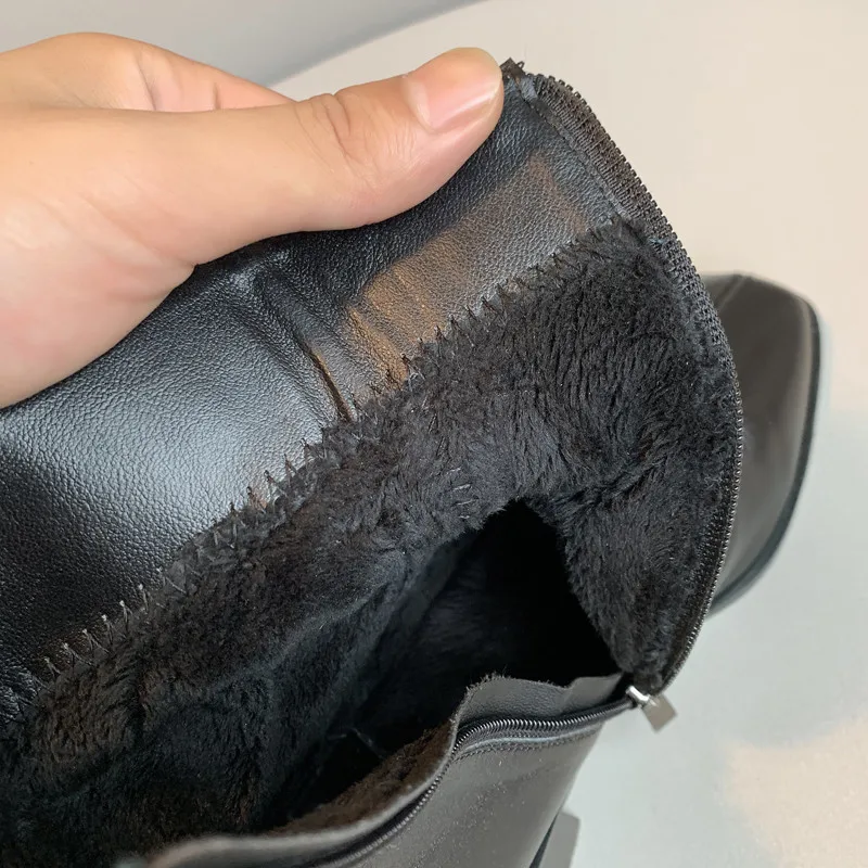 

ESRFIYFE 2020 New Genuine Leather Shoes Women Ankle Boots Autumn Thick High Heel Female Boots Zip Winter Handmade Shoes Boots